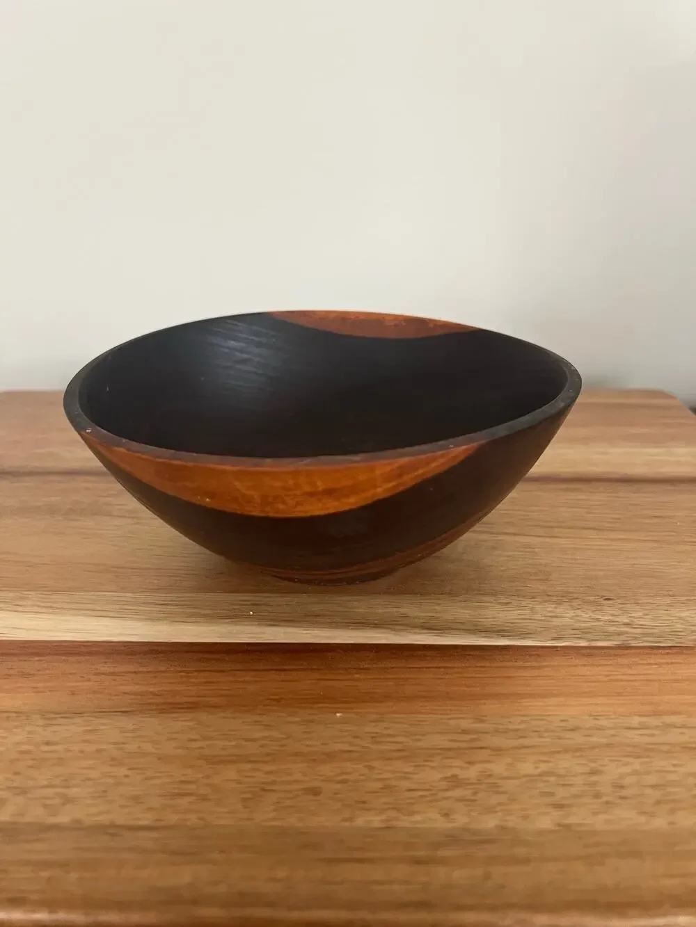 Vintage Signed John May Hand Turned Teak Bowl Jackson NH JL